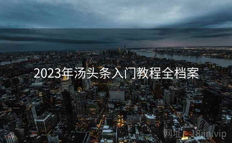 2023年汤头条入门教程全档案